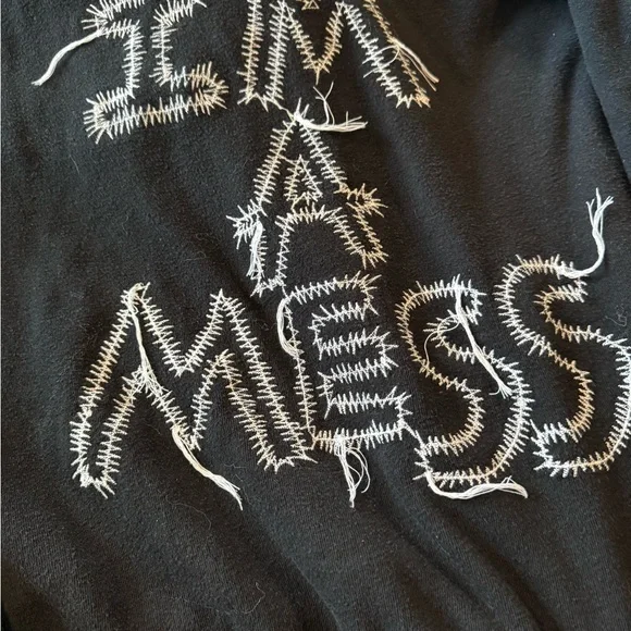 Lauren Moshi Black Hoodie with White Label I'm A Mess in black - Picture 3 of 4